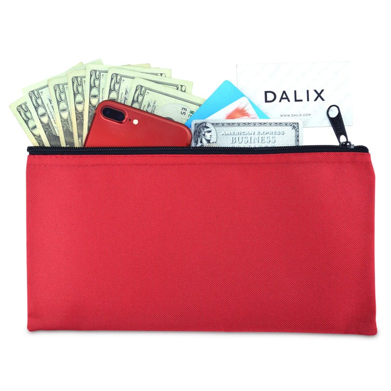 DALIX Zipper Bank Deposit Money Bags Cash Coin Pouch 6 Pack in Red - Image 3